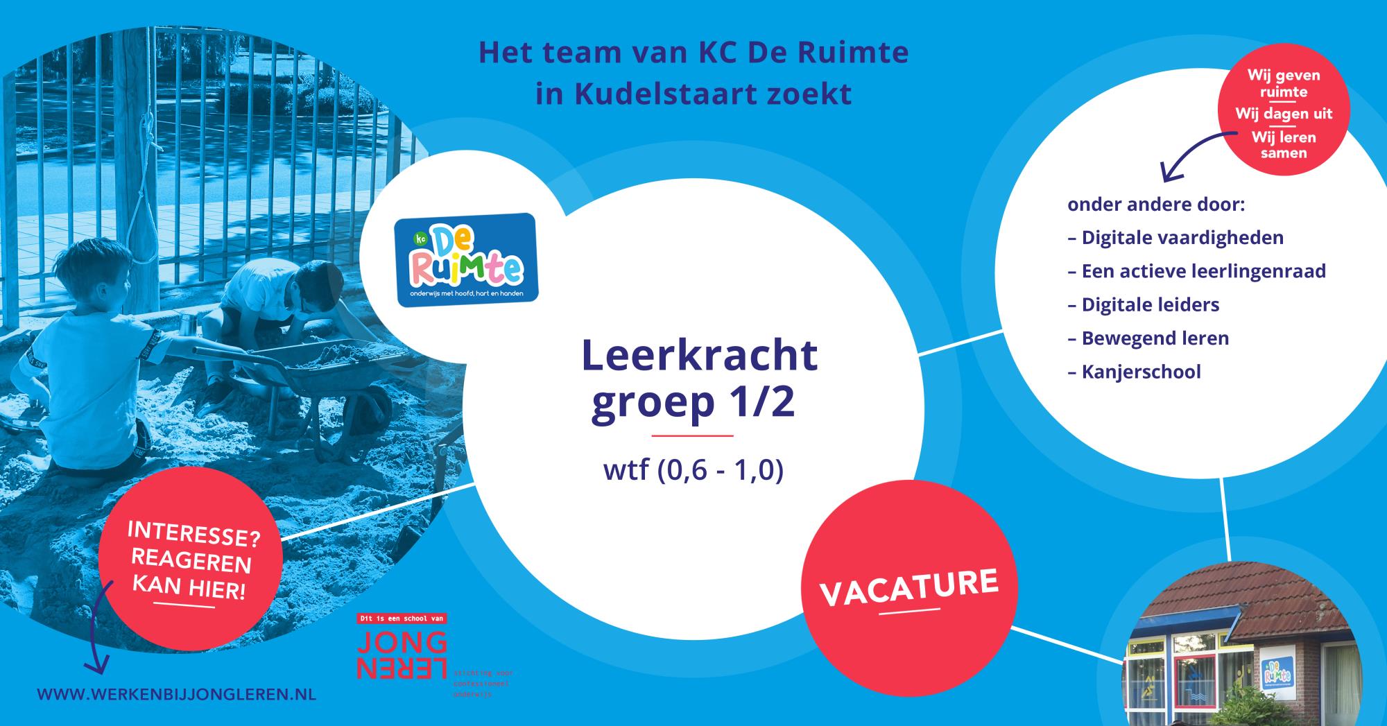 Vacature Leerkracht - Groep 1/2 - Wtf 0,6 Tot 1,0 - Kudelstaart ...